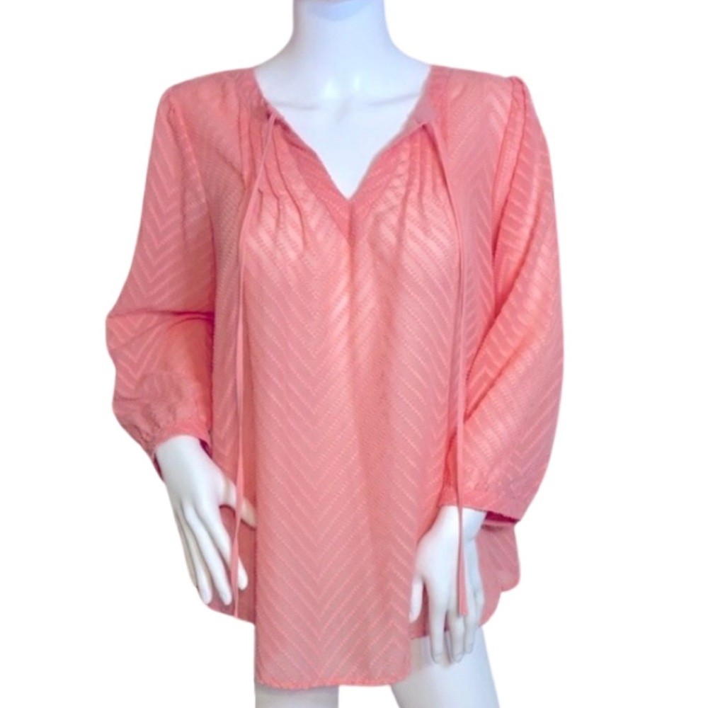 Elle Semi-sheer Tie Front Blouse